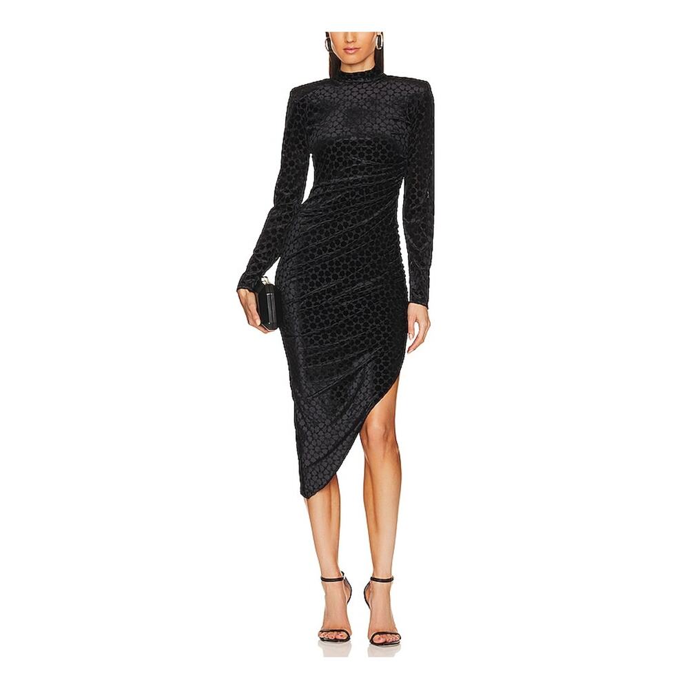 Bailey 44 'Aleu' Black Velvet Asymmetric Back Keyhole Cut Out Dress Size M